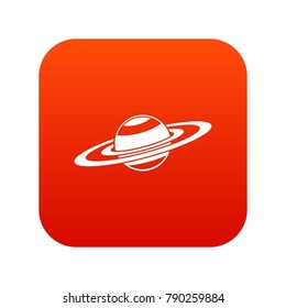 Saturn rings icon digital red for any design isolated on white vector illustration