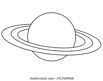 Saturn and its rings - one of the planets of the solar system - vector linear picture for coloring. Outline. Saturn, the gas giant, is a coloring book item. Planet with rings.