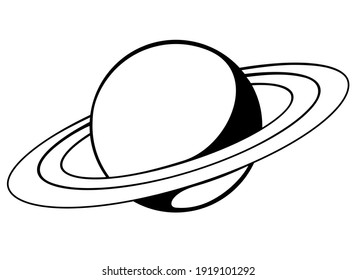 Saturn and its rings - one of the planets of the solar system - vector black and white picture for a pictogram or logo. Saturn is a gas giant, - Planet with rings - an icon or sign for identity.