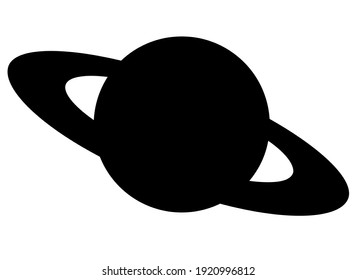 Saturn and its rings - one of the planets of the solar system - vector silhouette illustration for pictogram or logo. Saturn - gas giant Planet with rings silhouette - icon or sign for identity.