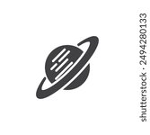 Saturn with rings vector icon. filled flat sign for mobile concept and web design. Saturn planet glyph icon. Astronomy symbol, logo illustration. Vector graphics