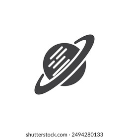 Saturn with rings vector icon. filled flat sign for mobile concept and web design. Saturn planet glyph icon. Astronomy symbol, logo illustration. Vector graphics