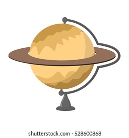 Saturn School globe. Planet geographical sphere. Model Saturns rings. Astronomical objects or celestial body
