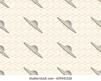 Saturn seamless pattern. Background with the planets. Vector illustration