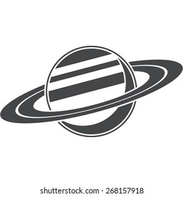 Saturn, silhouette, vector illustration, isolated on white background