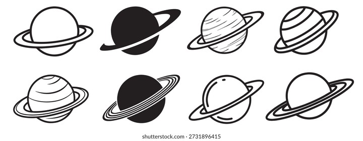 Silueta de Saturno Ilustración vectorial de fondo blanco