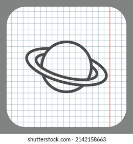 Saturn simple icon. Flat desing. On graph paper. Grey background.ai