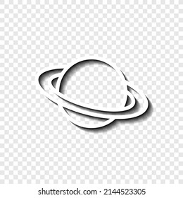Saturn simple icon. Flat desing. White with shadow on transparent grid.ai