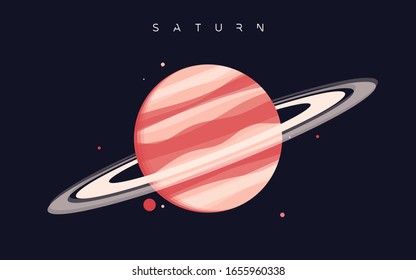 Saturn. The sixth planet from the Sun. Vector illustration.