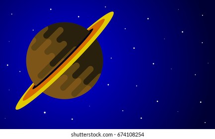 Saturn in the sky in a flat design