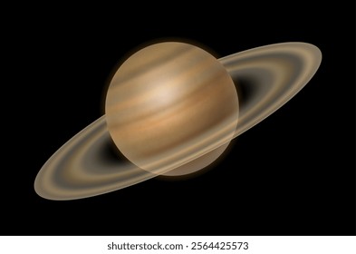 Saturn solar system planet isolated on black background. Space galaxy universe texture. Vector futuristic surface with nebula, cosmos planet of solar system. Cartoon style illustration