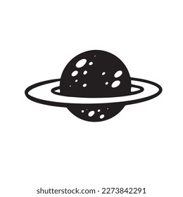 The Saturn is space by hand, for posters, stickers and any design. Isolated on a white background. Vector illustration with doodles.