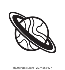 The Saturn is space by hand, for posters, stickers and any design. Isolated on a white background. Vector illustration with doodles.