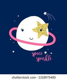 Vector de ilustración espacial Saturno.