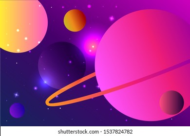 Saturn space planets illustration. Use for modern design, cover, template, decorated, brochure.