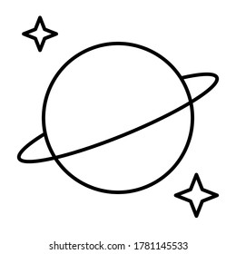 Saturn and stars icon. Symbol of night. Element for web design. Vector illustration.