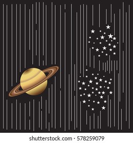 Saturn and starts with lines