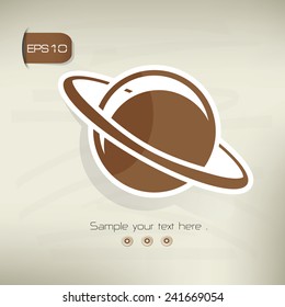 Saturn symbol,sticker design,brown version,clean vector