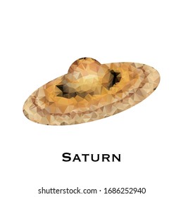Saturn. Triangle polygonal Saturn in solar system planet. Polygon design. Low polygon vector illustration with white background. 