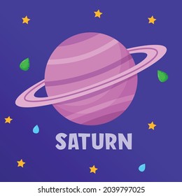 Saturno. Tipo de planetas en el sistema solar. Espacio. Ilustración vectorial plana