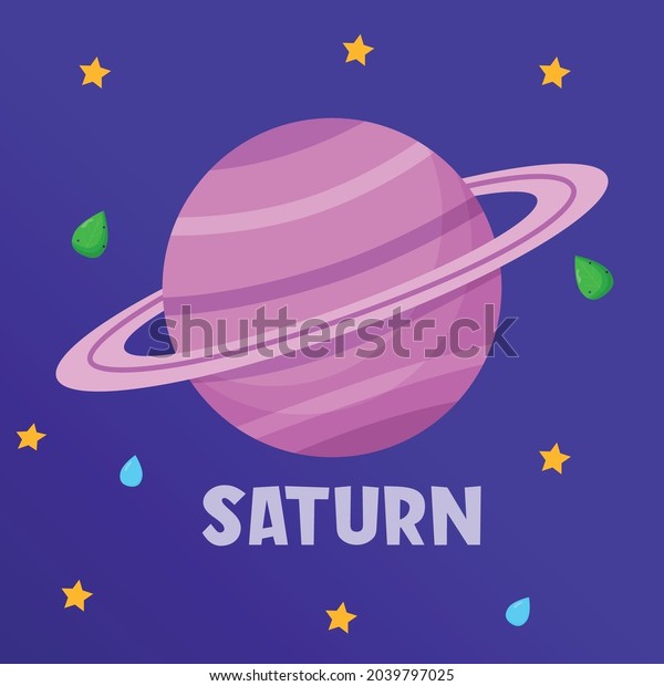 Saturn. Type of planets in the solar system.\
Space. Flat vector\
illustration