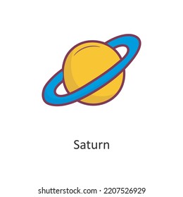 Saturn Vector Filled outline Icon Design illustration. Space Symbol on White background EPS 10 File