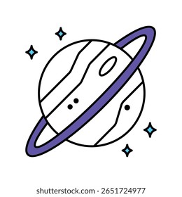 Saturn Vector Filled outline illustration style icon. EPS 10 file