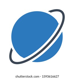 Saturn vector glyph color icon 