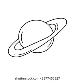 Saturn vector icon in doodle style. Symbol in simple design. Cartoon object hand drawn isolated on white background.