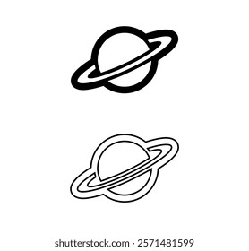 Saturn Vector Icon - Minimalist Planet Design.