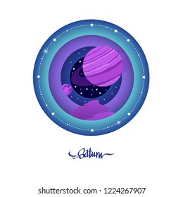 Saturn. Vector illustration in flat style isolated on white background.