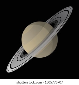 Saturn vector illustration with soft shadows, smooth gradient colors, isolated
