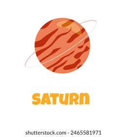Saturn vector , kids for wallpaper design. Planet wallpaper. cartoon. Doodle vector illustration. White background. 