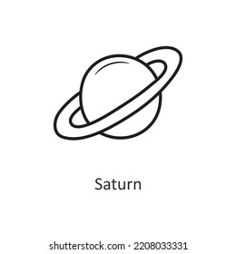 Saturn Vector outline Icon Design illustration. Space Symbol on White background EPS 10 File