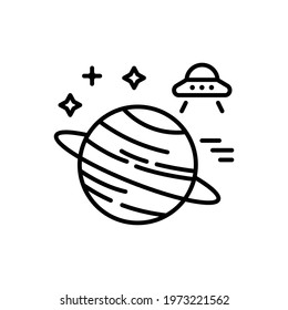 Saturn vector outline icon. space symbol eps 10 file