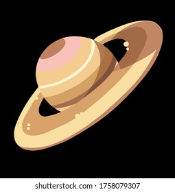 SATURN vector planet on the black background 