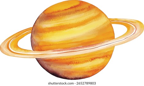 Saturn Watercolor Planet - ilustração vetorial de anéis e listras