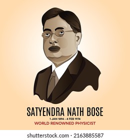 Satyendra Nath Bose was an Indian mathematician and Physicist - Vector illustration isolated