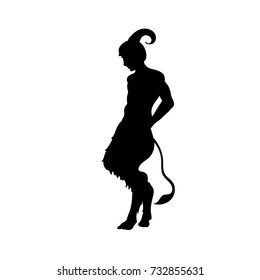 Satyr Faun silhouette ancient mythology fantasy. Vector illustration.