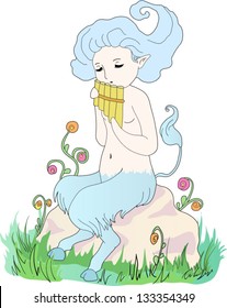 Satyr girl playing on flute