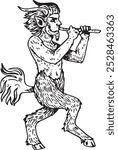 Satyr- hand drawn vector illustration of mythological creature