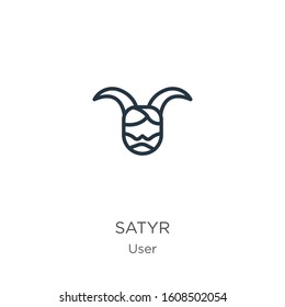 Satyr icon. Thin linear satyr outline icon isolated on white background from user collection. Line vector sign, symbol for web and mobile