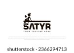 satyr silhouette logo, mythical creature combination of goat and person