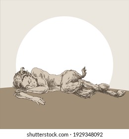 The satyr sleeps against the moon.