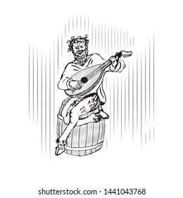 Satyr vector illustration. Wine label element 
