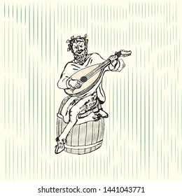Satyr vector illustration. Wine label element 