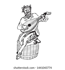 Satyr vector illustration.  Wine label element 