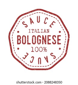 Sauce Bolognese Delicious Quality Italian Recipe. Traditional Italy Stamp Design Vector Art