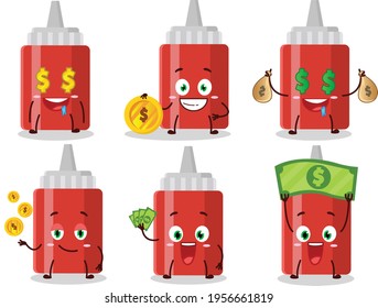 Sauce bottle cartoon character with cute emoticon bring money