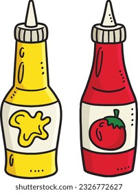 Ilustración de una botella de Sauce de dibujos animados de color